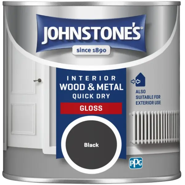 MAN0078 Johnstones Black QD Gloss 250ml