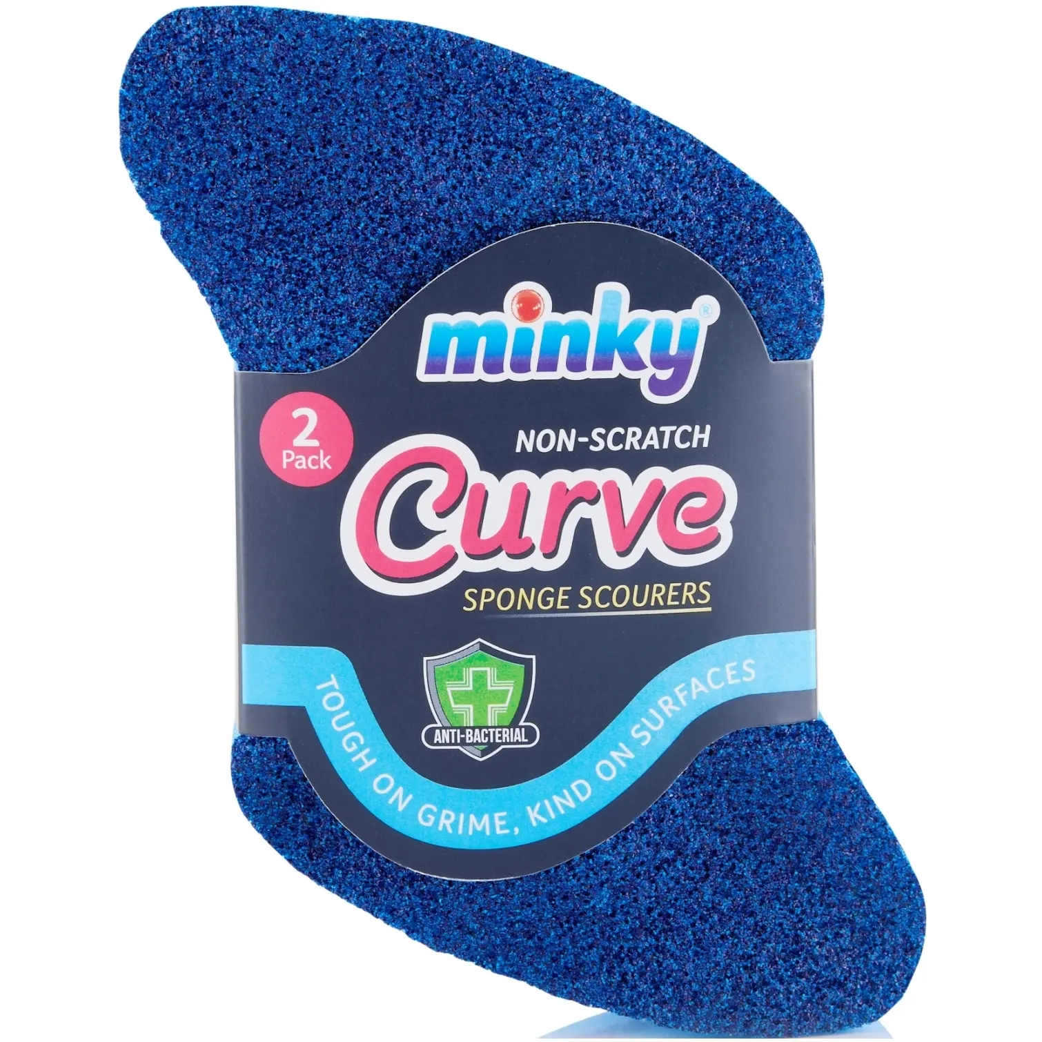 MKY0108 Minky Non-Scratch Curve Sponge Scourer 2 Pack