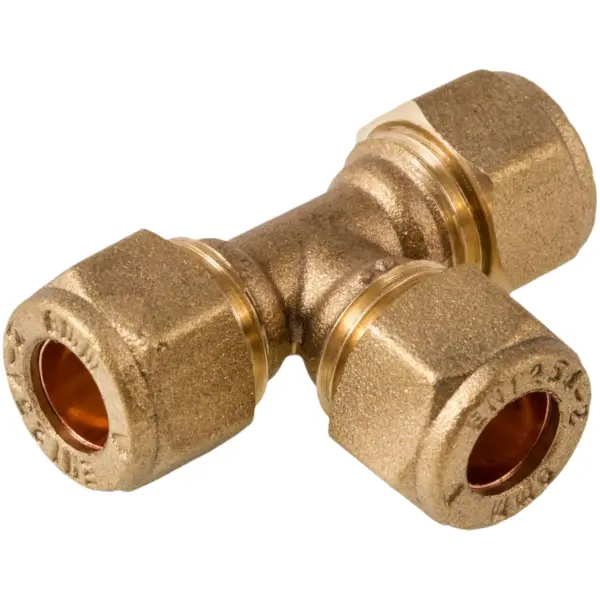 Securplumb Brass Compression Equal Tee 22mm