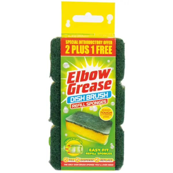 OFO0096 Elbow Grease Dish Brush Refill Sponges 3 Pack