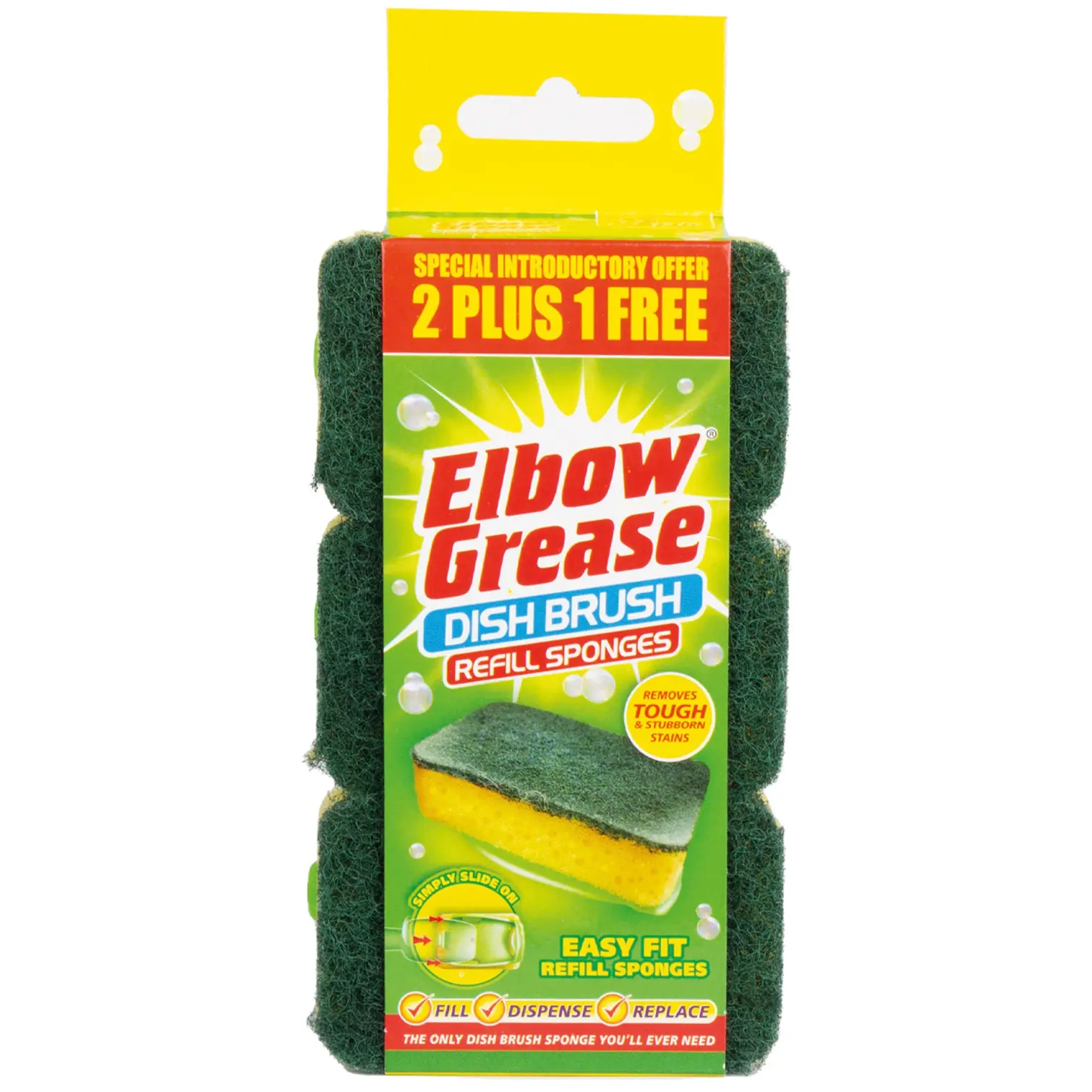 Elbow Grease Dish Brush Refill Sponges 3 Pack