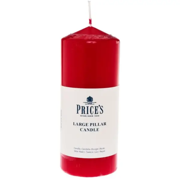 Prices Large Red Pillar Candle 15x6cm
