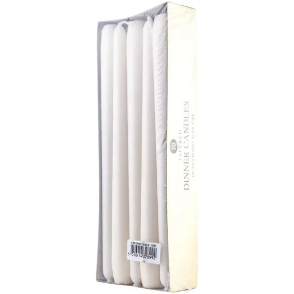 Prices Tapered 25.5cm Dinner Candles Ivory Pack of 10
