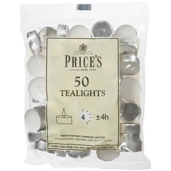 PCL0125 Prices 4hr Burn Time Tealights Pack of 50