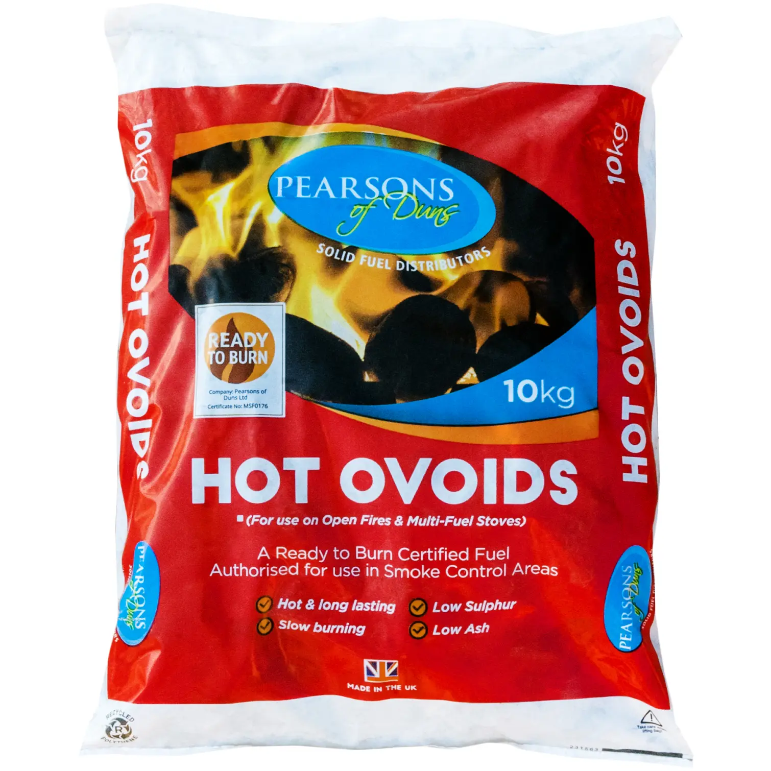 Pearsons Of Duns Hot Ovoids Smokeless Fuel 10kg
