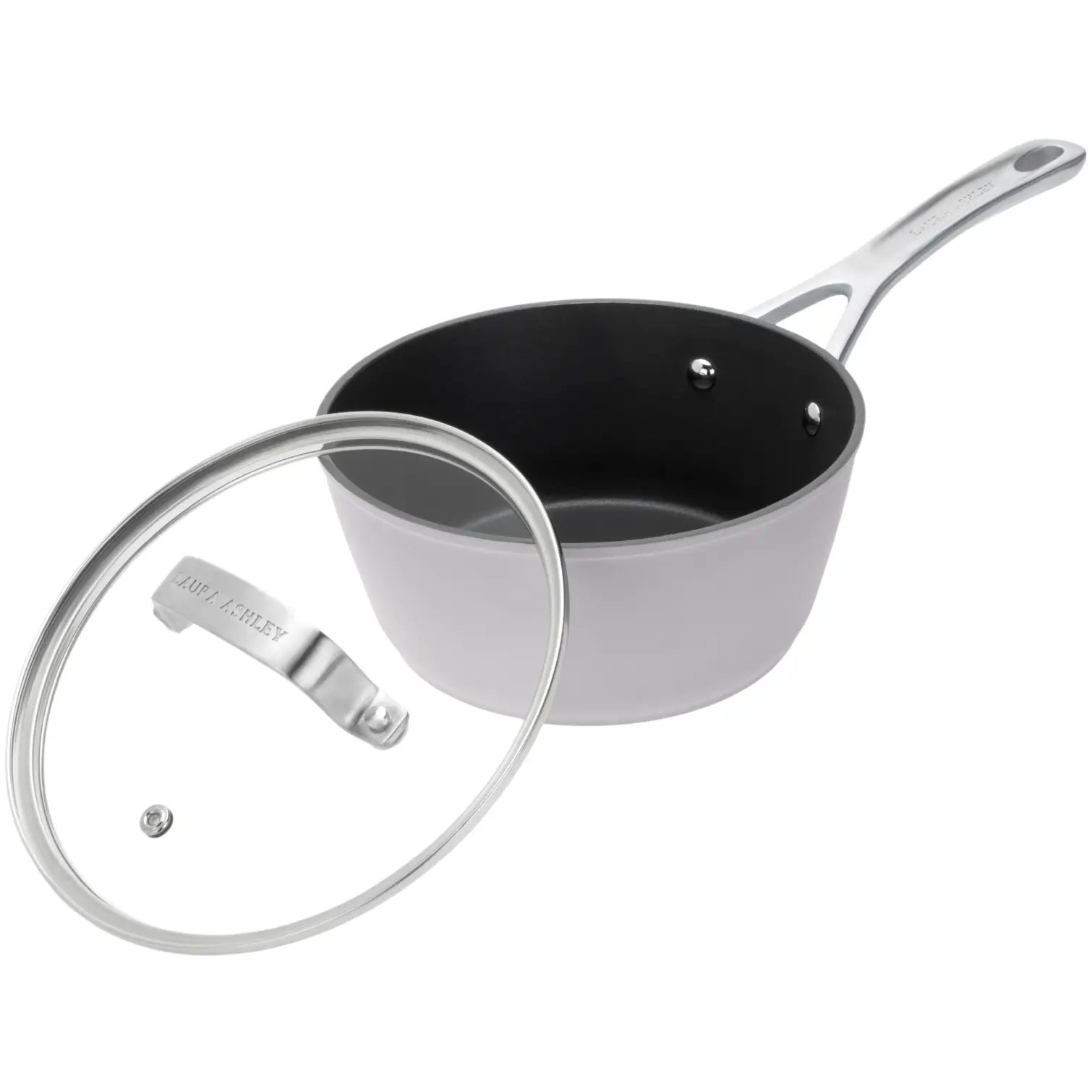 PHL0100_1 Laura Ashley 16cm Saucepan with Glass Lid Dark Dove Grey