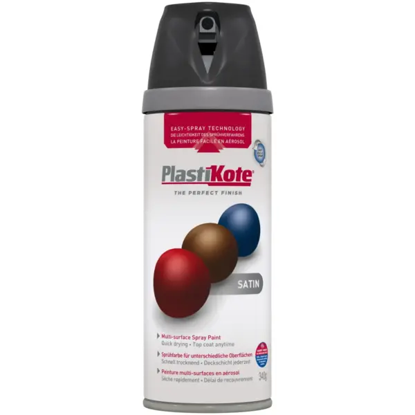Plasti-kote 400ML S/ Acrylic  Satin Black