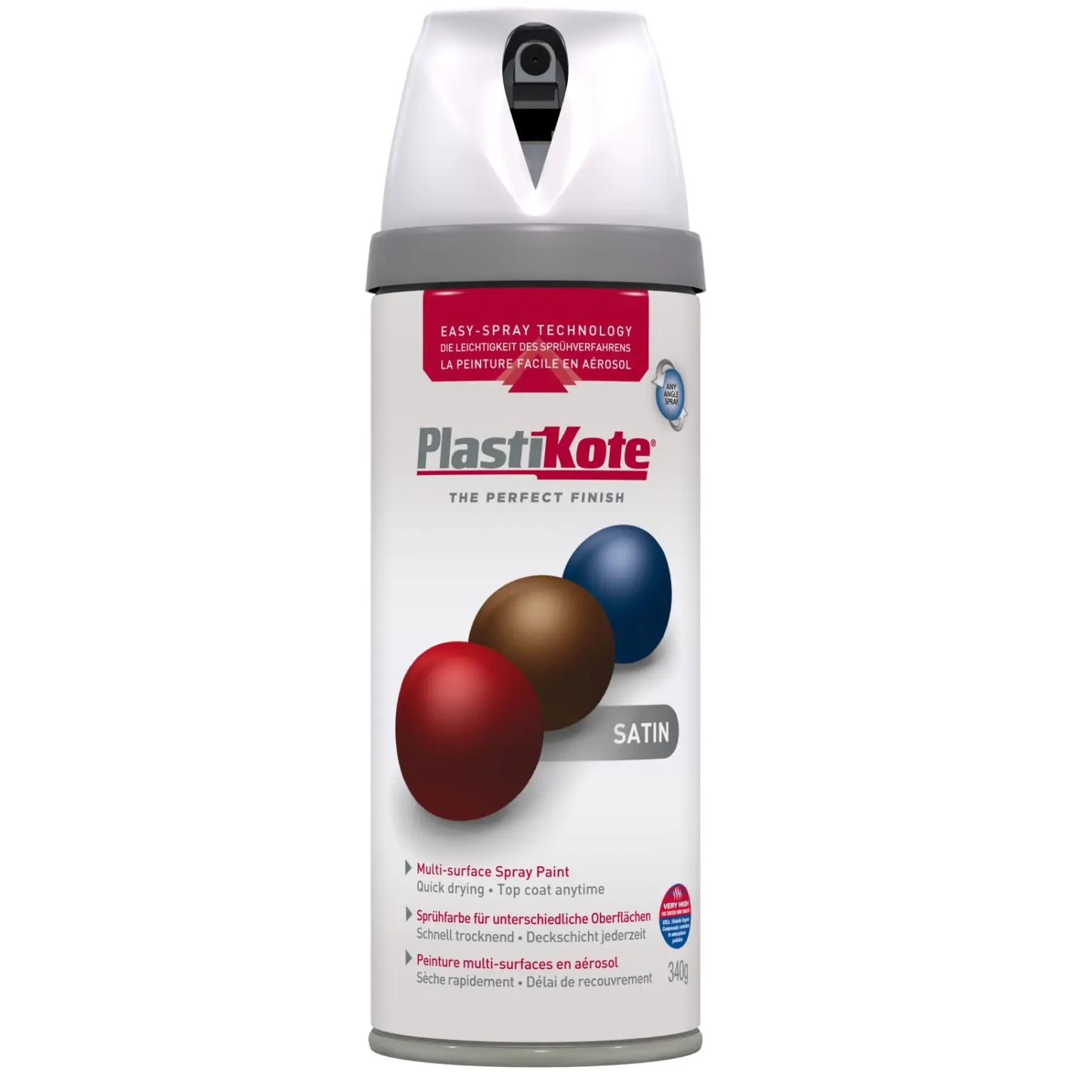 Plasti-kote 400ML S/ Acrylic Satin White