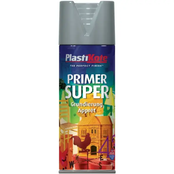 Plastikote Super Acrylic Grey Primer Aerosol Paint 400ml