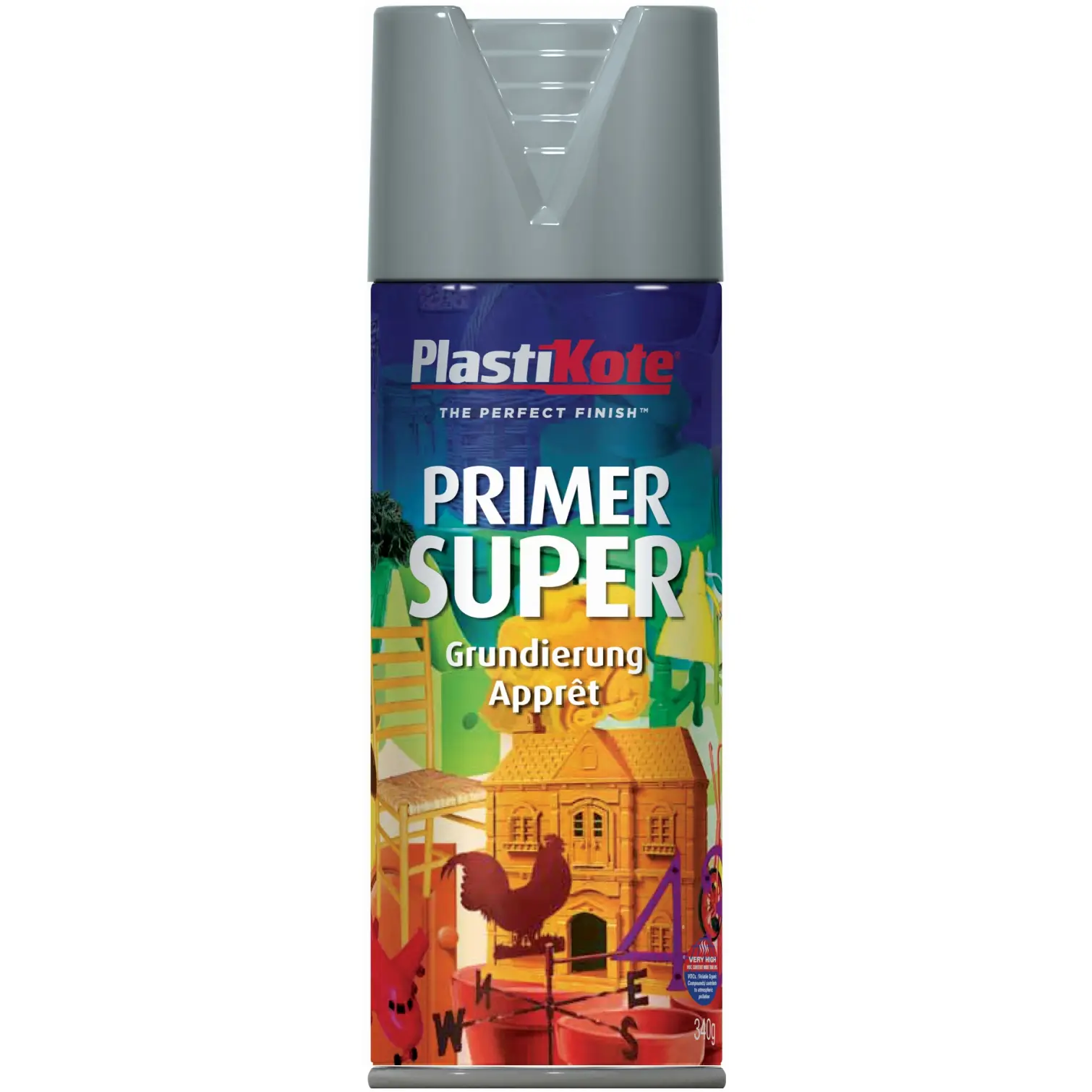 Plastikote Super Acrylic Grey Primer Aerosol Paint 400ml