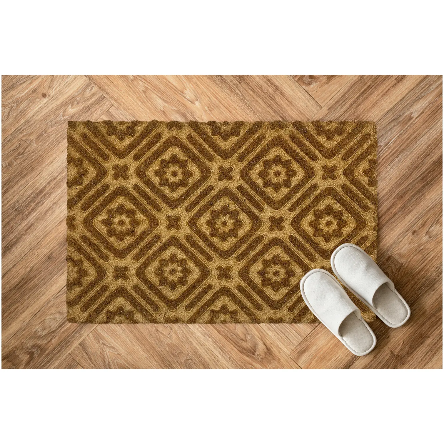 PMR0003_1 Mighty Mats Designer Collection Embossed Coir Mat Trellis 40x60cm