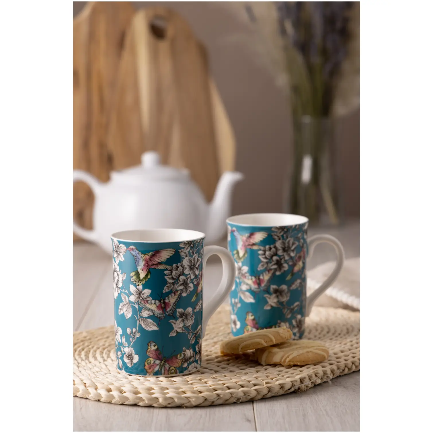 Price & Kensington Hummingbird Fine China Teal Mug