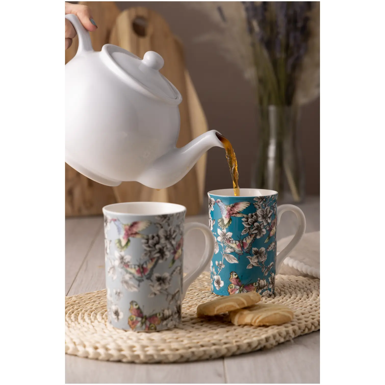 Price & Kensington Hummingbird Fine China Teal Mug
