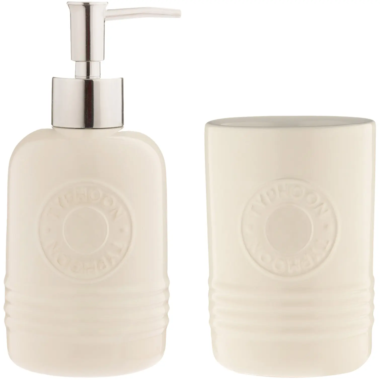 Typhoon Living Cream Soap Dispenser and Tumbler Set