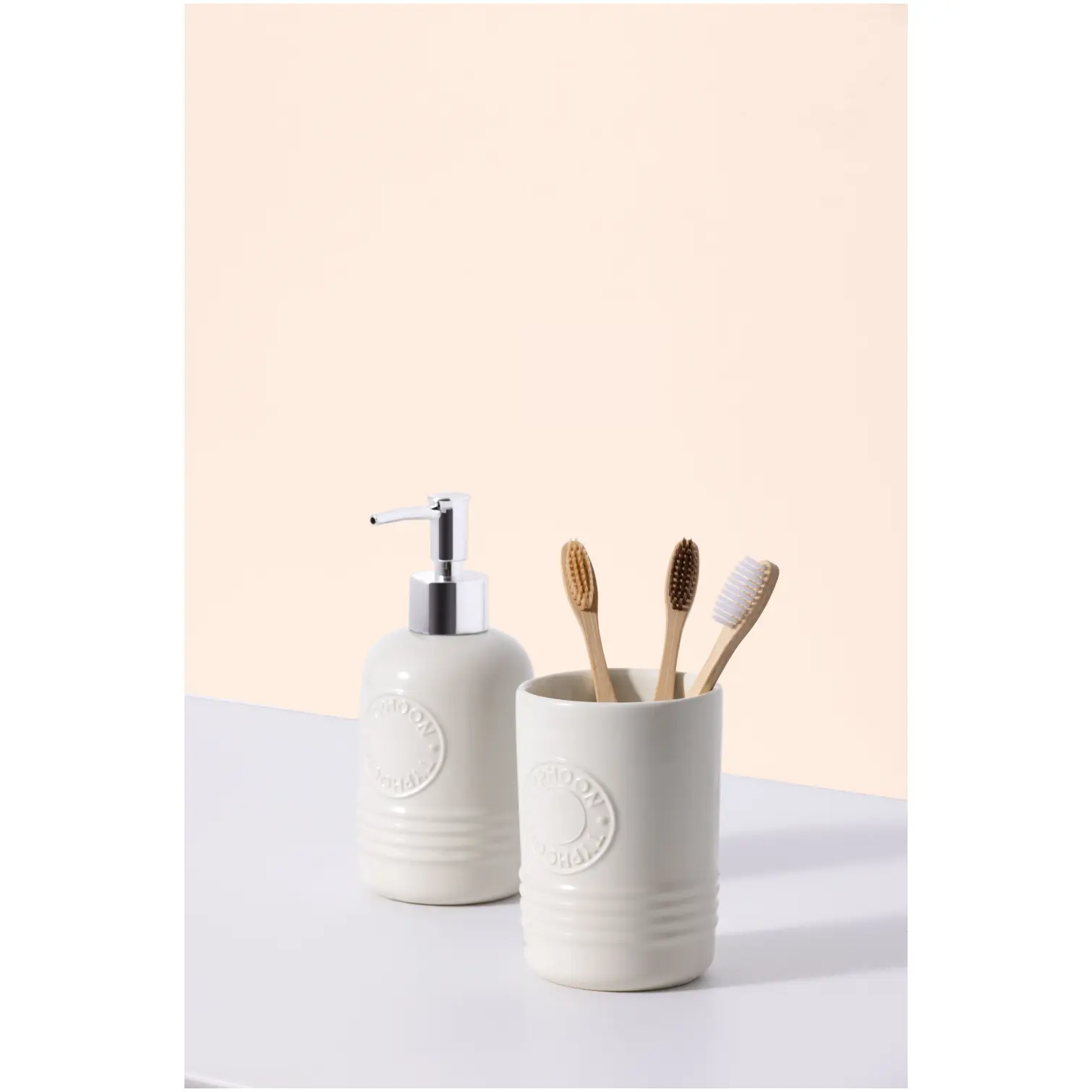 Typhoon Living Cream Soap Dispenser and Tumbler Set