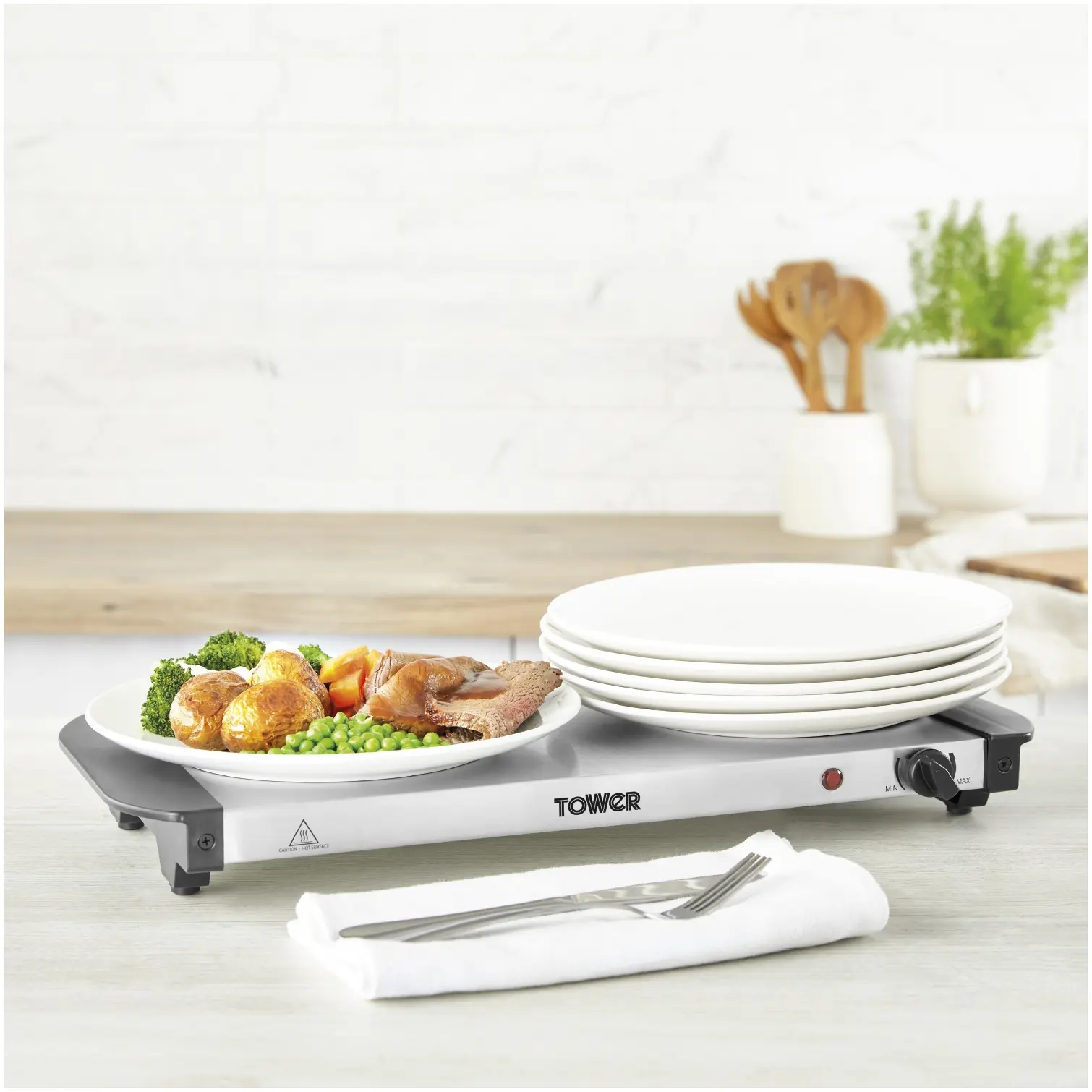 Tower 3 Tray Buffet Server & Plate Warmer