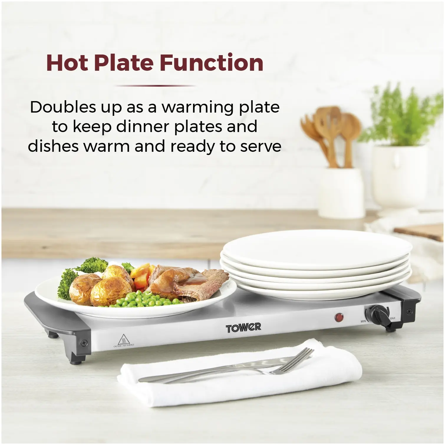 Tower 3 Tray Buffet Server & Plate Warmer