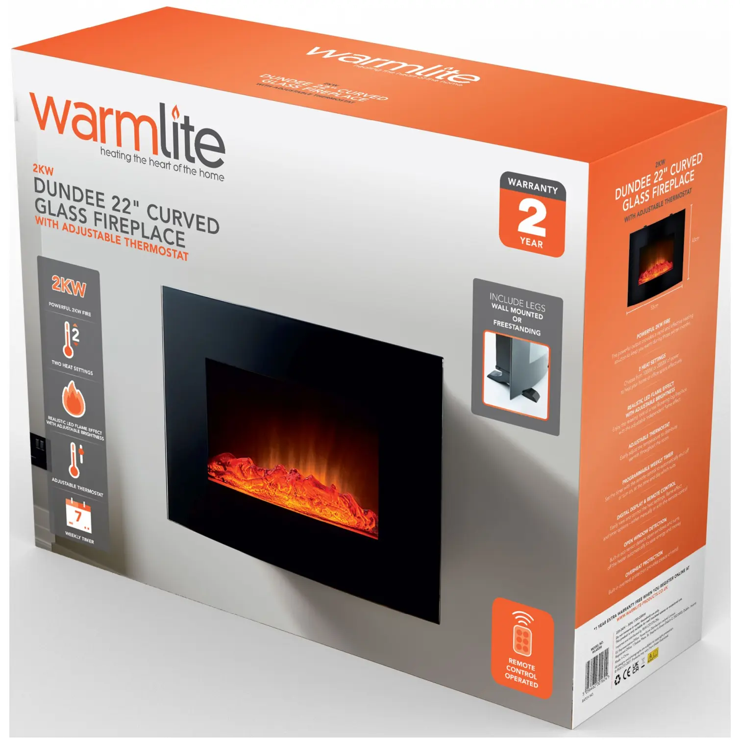RKW0226_9 Warmlite Electric Wall Mounted Fireplace