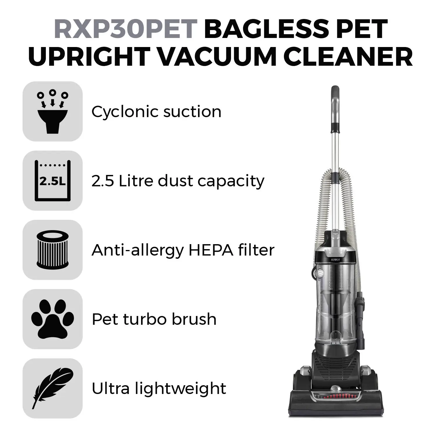RKW0463_1 Tower T108000PLPET Pet Upright Bagless Cleaner
