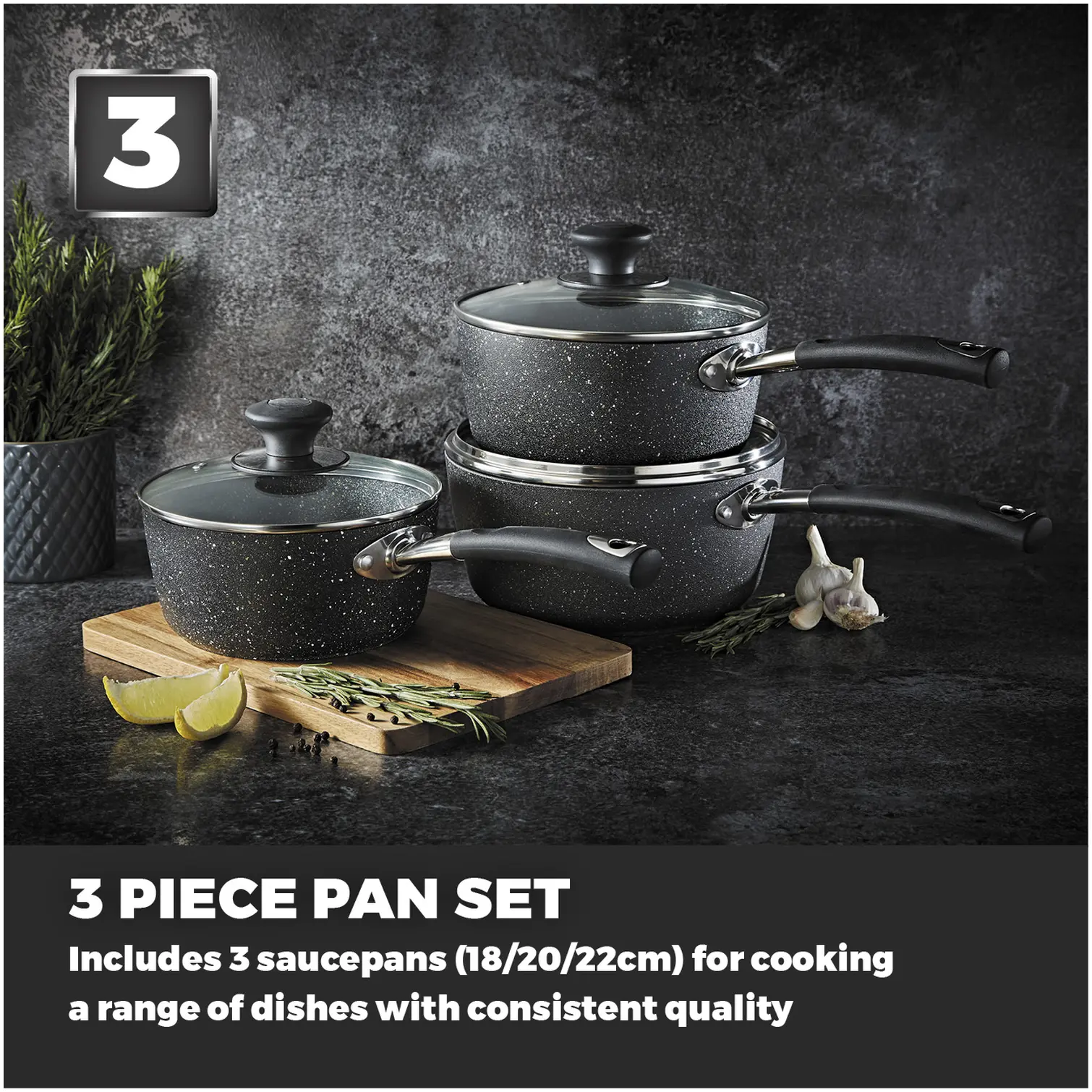 RKW0801_1 Tower Precision 3 Pce Saucepan Set