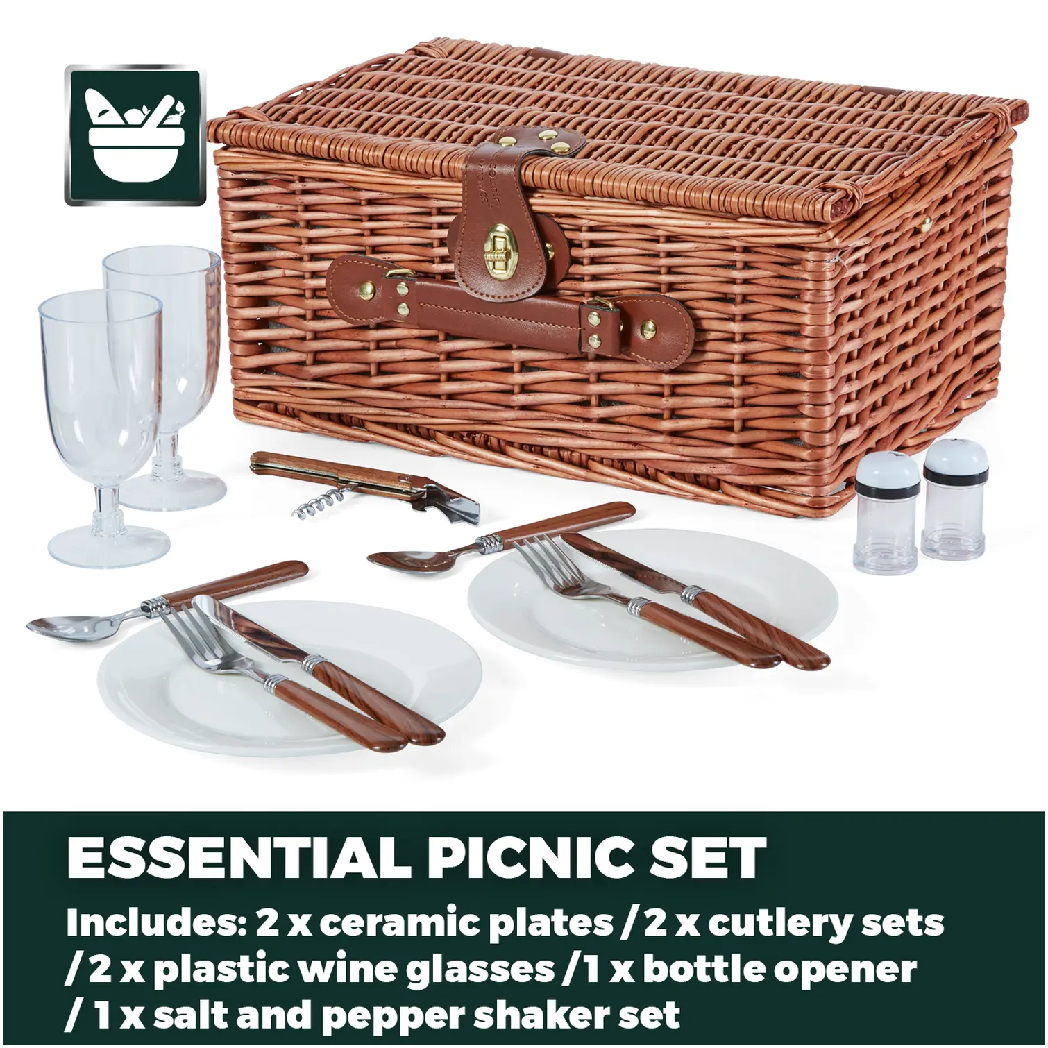 2 Person Filled Picnic Basket