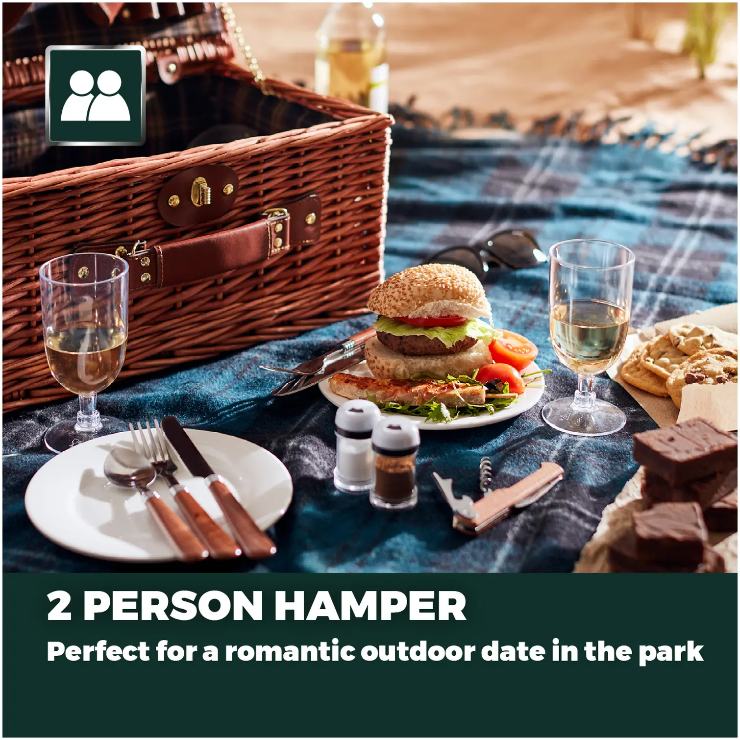 2 Person Filled Picnic Basket