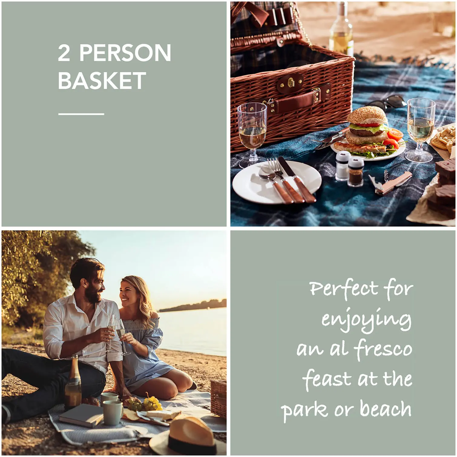 2 Person Filled Picnic Basket
