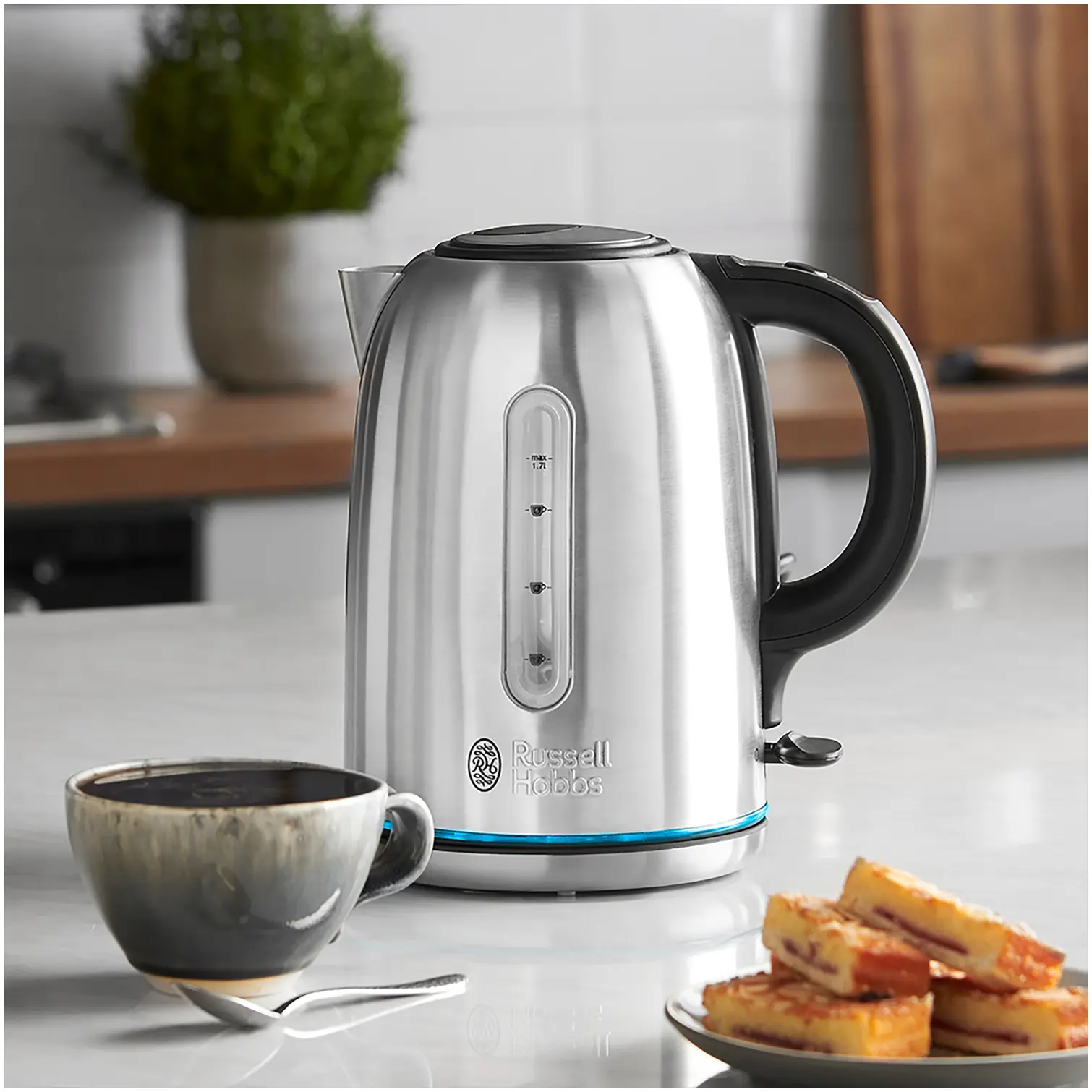 RKW1598_1 Russell Hobbs Quiet Boil Kettle Stainless Steel 1.7 Litre Capacity