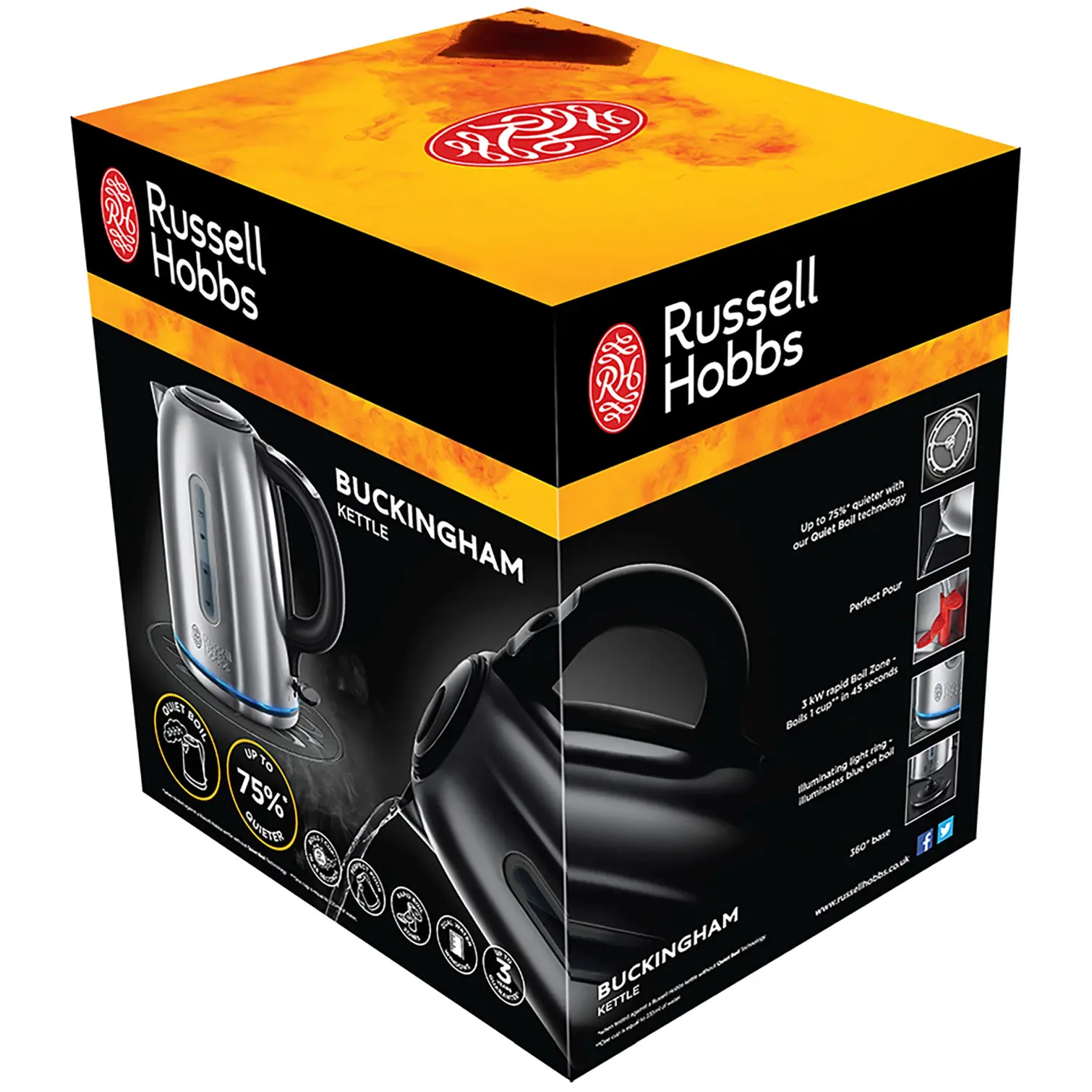 RKW1598_6 Russell Hobbs Quiet Boil Kettle Stainless Steel 1.7 Litre Capacity