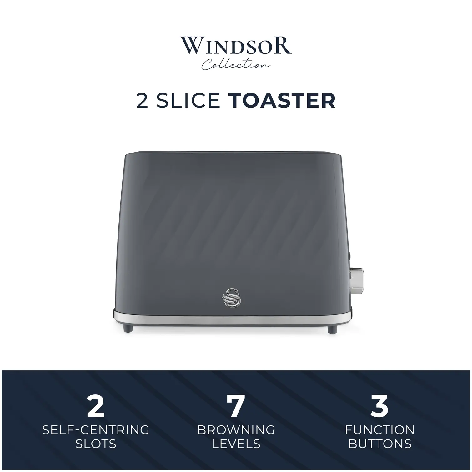 RKW2040_2 Swan Windsor 2 Slice Toaster Grey
