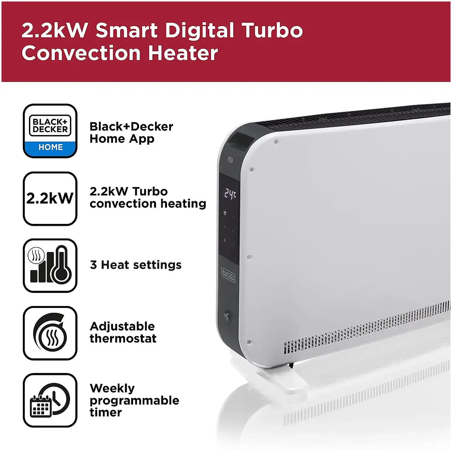 Black+Decker BXCV41014GB Smart Convector Heater 2.2kw