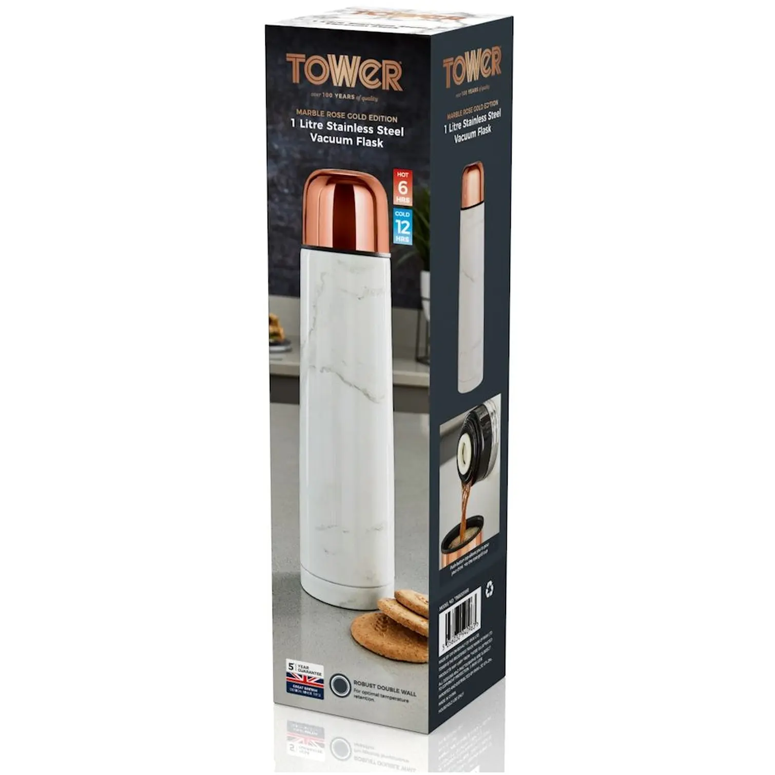 Tower Marble Rose Gold Flask 1.0Ltr
