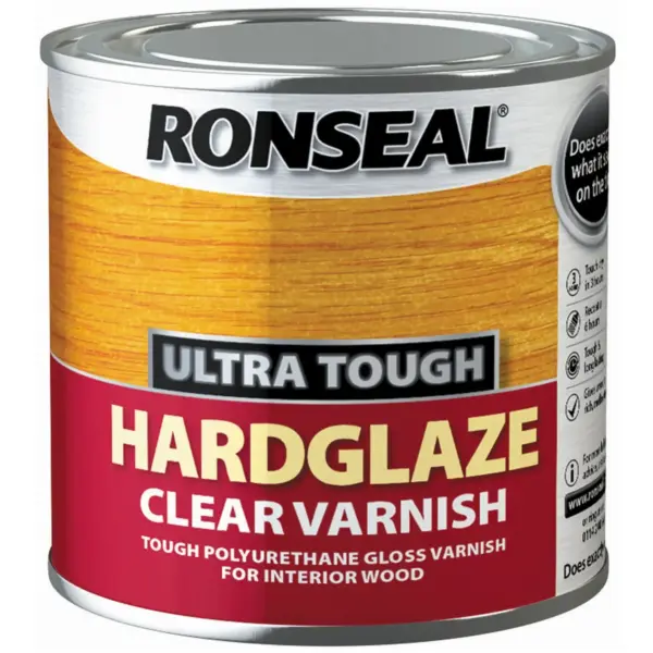 RNS0001 Ronseal Hardglaze Clear Varnish 250ml