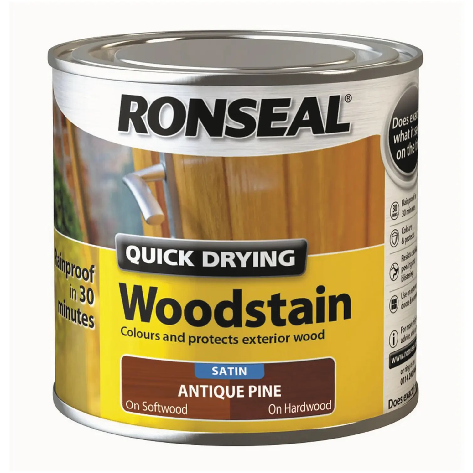 RNS0063 Ronseal Satin Quick Drying Woodstain AntiquePine 250ml