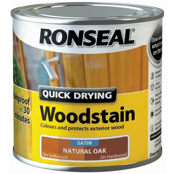 Ronseal Satin Quick Drying Woodstain Oak 250ml