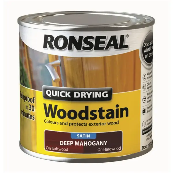 Ronseal Satin Quick Drying Woodstain Deep Mahogany 250ml