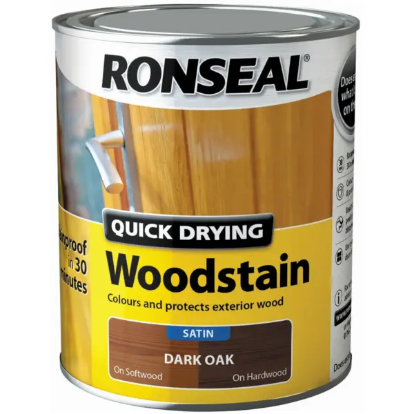 Ronseal Satin Quick Drying Woodstain Dark Oak 750ml