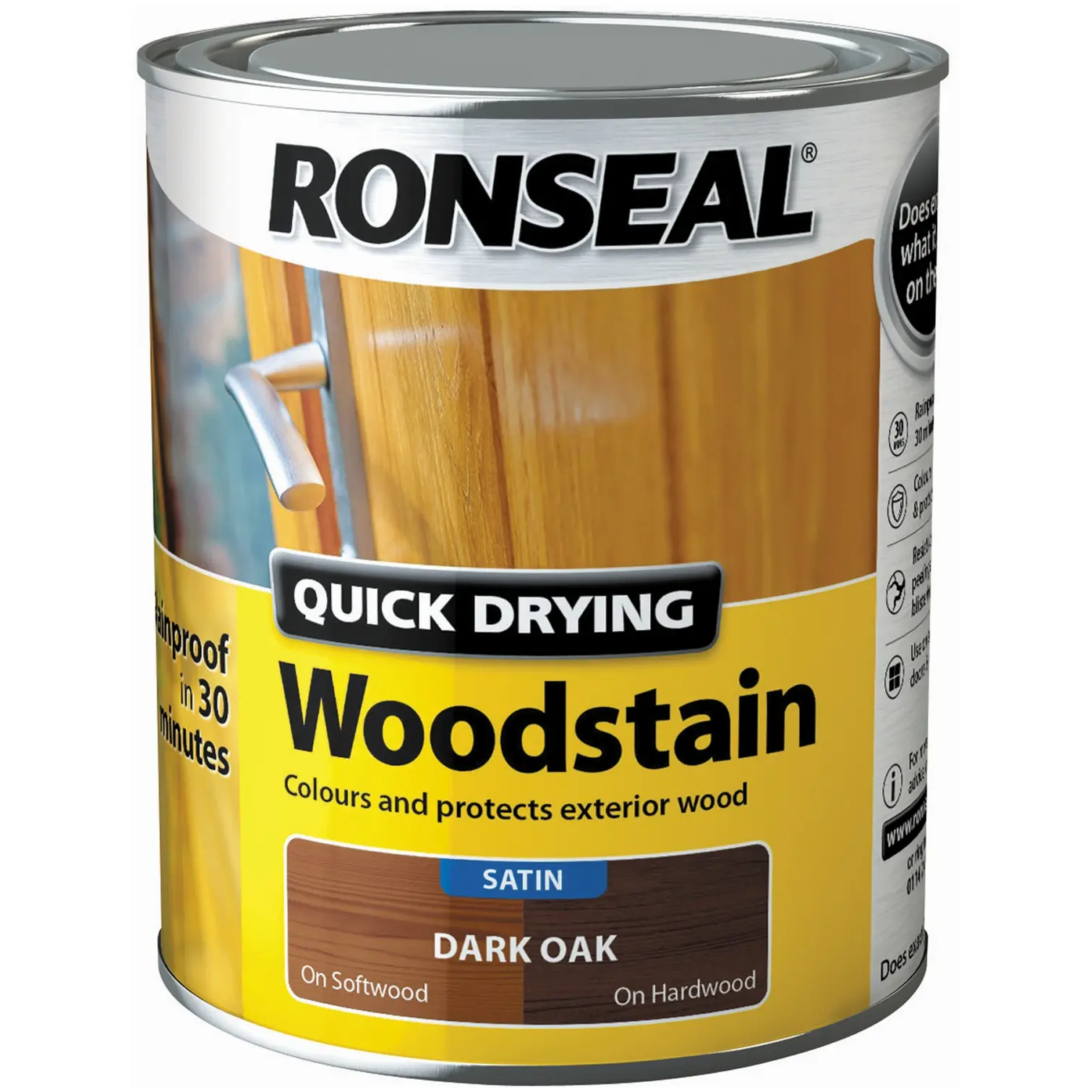 Ronseal Satin Quick Drying Woodstain Dark Oak 750ml