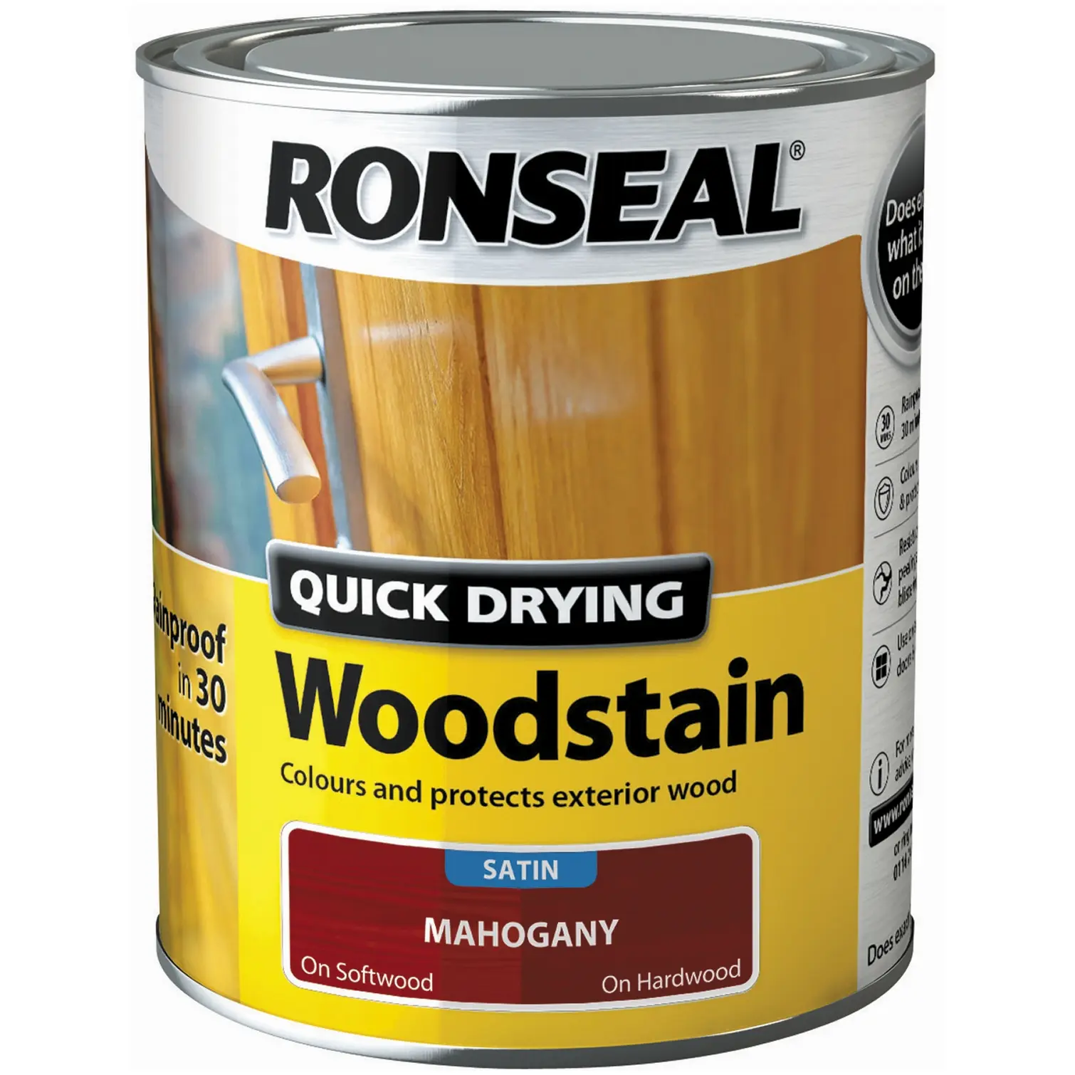 Ronseal Satin Quick Drying Woodstain Mahogany 750ml