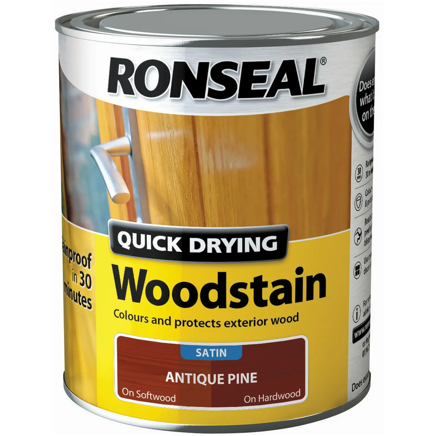 Ronseal Satin 750ml Quick Drying Woodstain Ant Pine