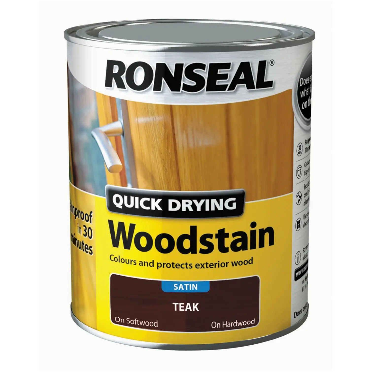 Ronseal Satin 750ml Quick Drying Woodstain Teak