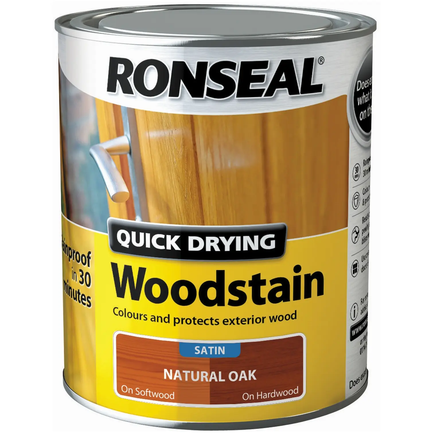 Ronseal Satin Quick Drying Woodstain Oak 750ml