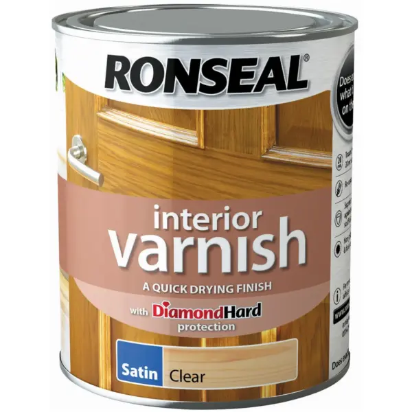 RNS0246 Ronseal Interior Varnish Clear Satin 750ml