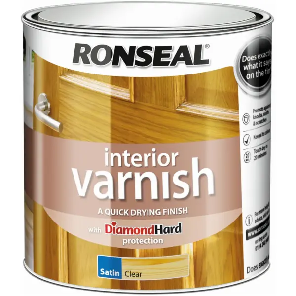 RNS0249 Ronseal Interior Varnish Clear Satin 2.5Ltr