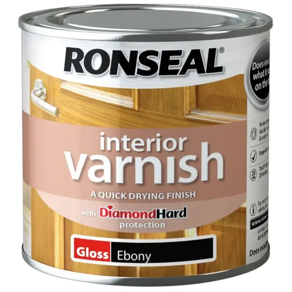 RNS0257 Ronseal Interior Varnish Ebony Gloss 250ml