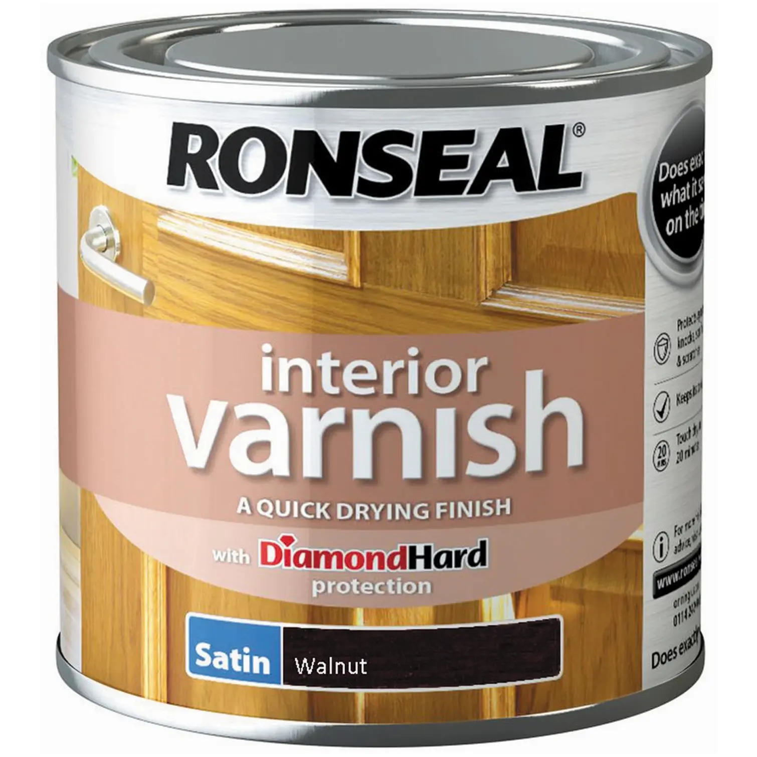 RNS0267 Ronseal Interior Varnish Walnut Satin 250ml