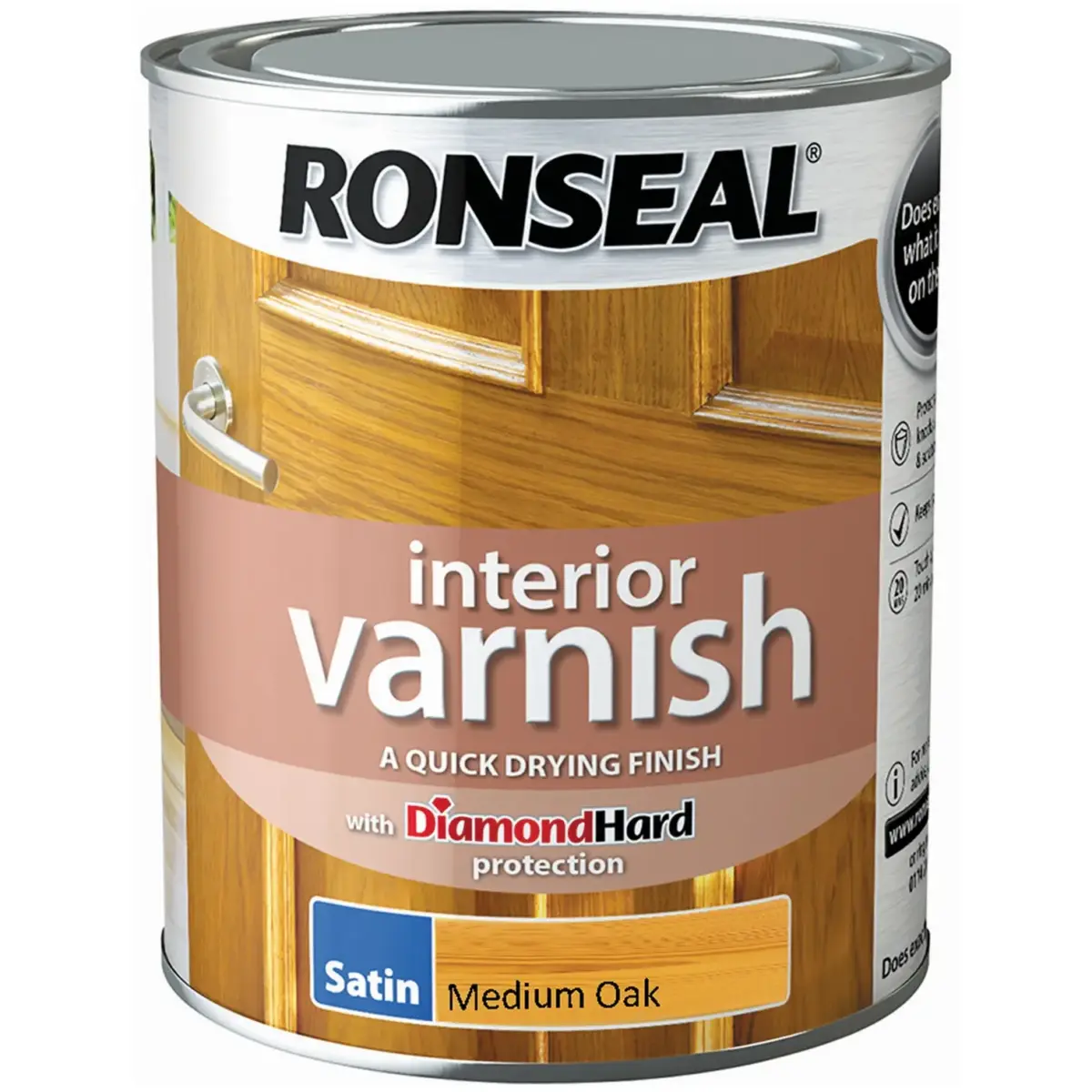 RNS0288 Ronseal Interior Varnish Medium Oak Satin 750ml
