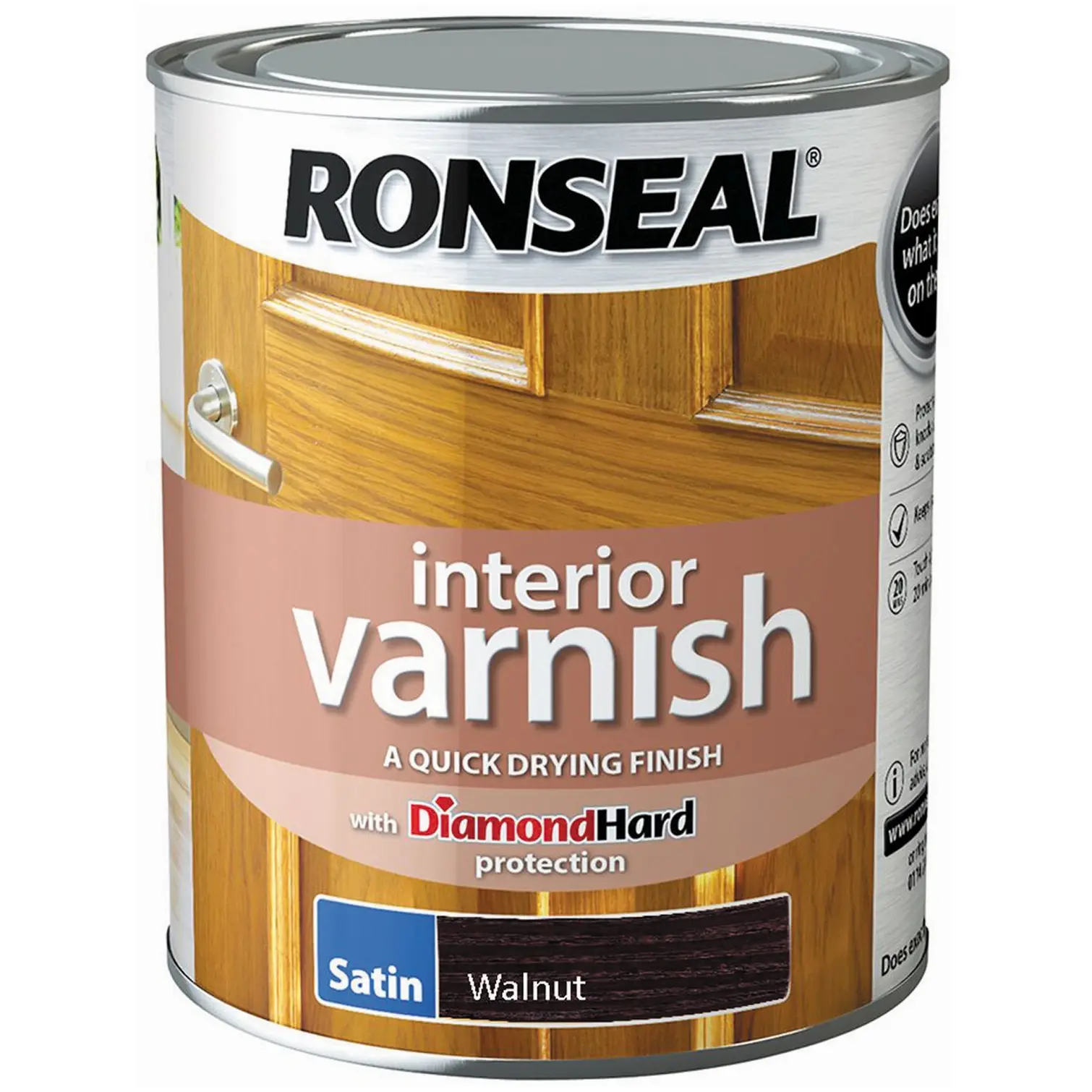 RNS0293 Ronseal Interior Varnish Walnut Satin 750ml