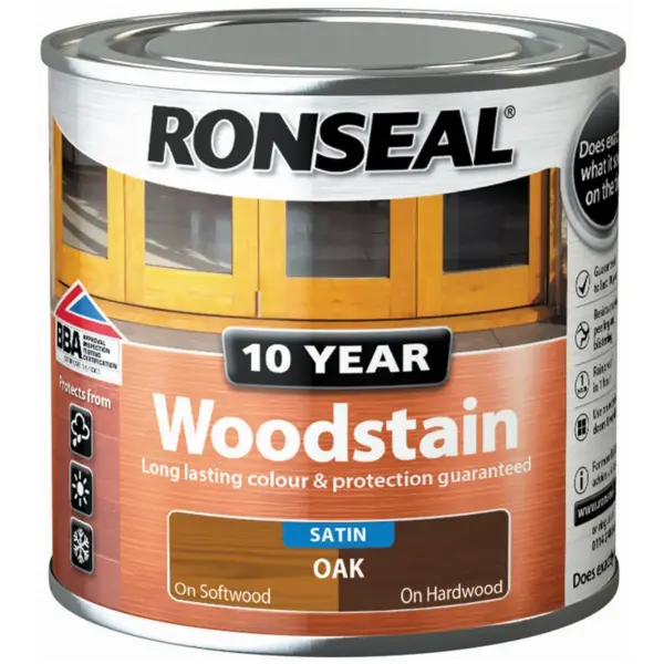 RNS0368 Ronseal 10 Year Woodstain Oak 250ml