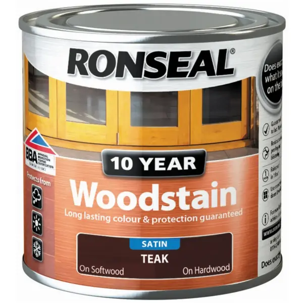 RNS0370 Ronseal 10 Year Woodstain Teak 250ml